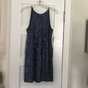 Sequined navy blue short dress